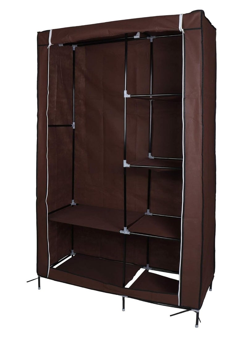 NDL 88105 5 Tier Multi Purpose Wardrobe Storage Organizer Clothes Rack Brown