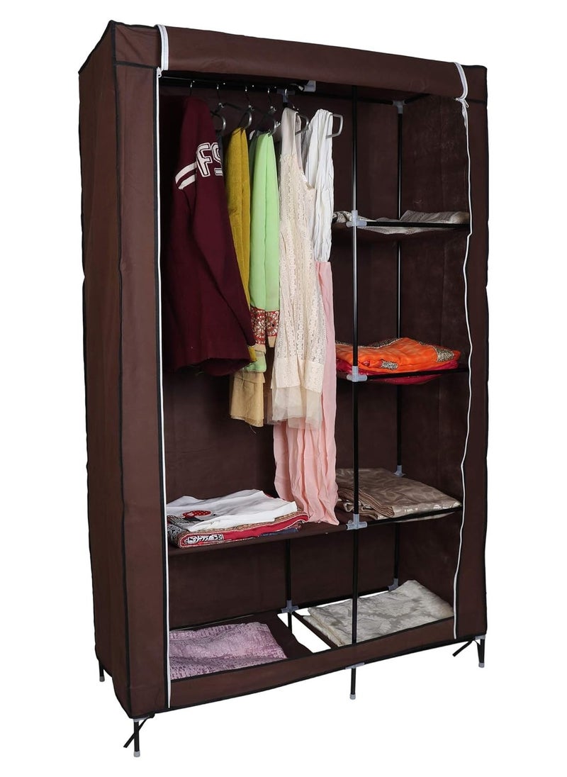 NDL 88105 5 Tier Multi Purpose Wardrobe Storage Organizer Clothes Rack Brown