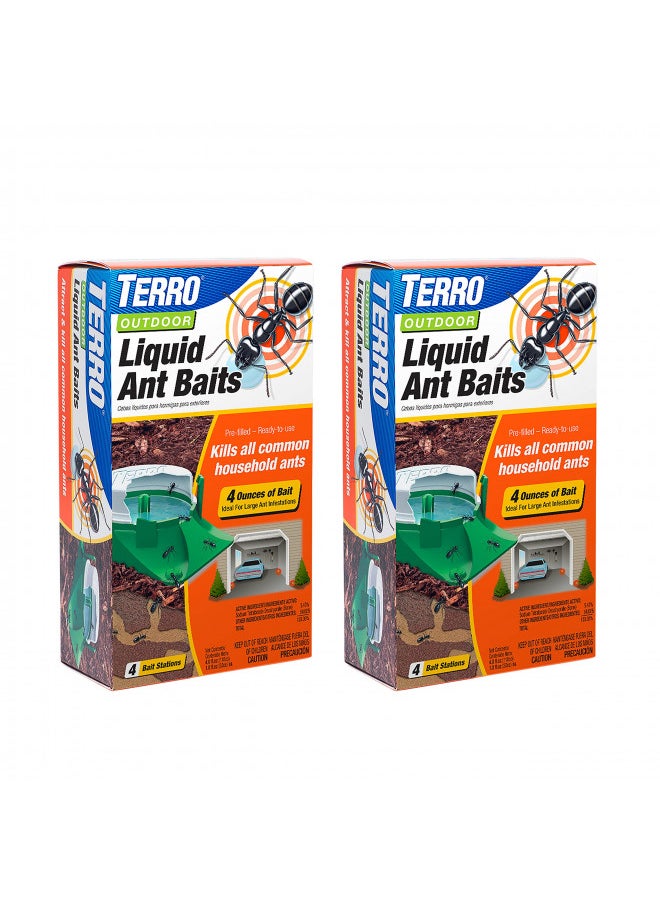 TERRO T1804SR Outdoor Ready-to-Use Liquid Ant Bait Killer and Trap - Kills Common Household Ants - 8 Bait Stations