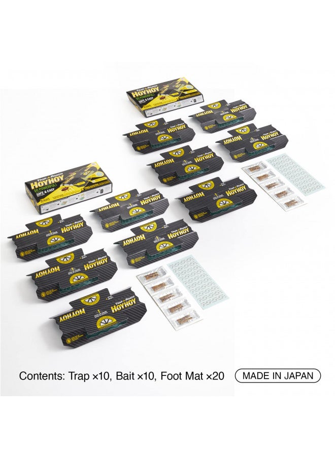 HOY HOY Trap A Roach - 10 Traps [2 Pack] Baited Glue Traps, Great for Home with Kids & Pets Indoor, Sticky Pest Control Trap, Roach Killer, Made in Japan