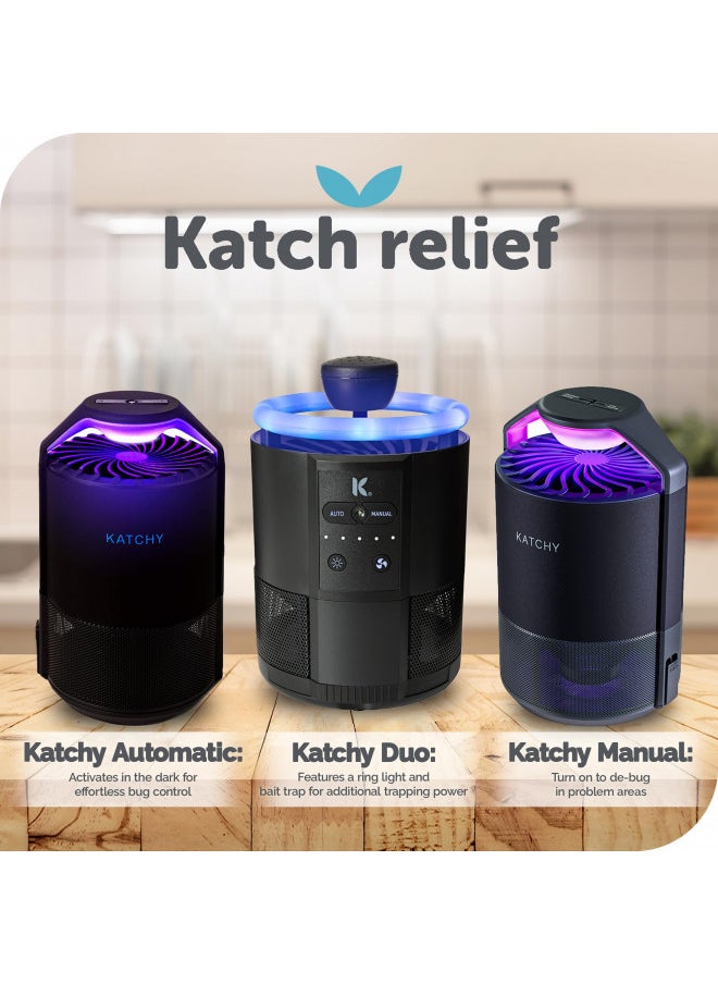 Katchy Automatic Indoor Insect Trap - Self-Activating Killer for Mosquitos, Gnats, Moths, Fruit Flies - Non-Zapper Traps for Inside Your Home - Catch Insects with Suction, Bug Light & Sticky Glue