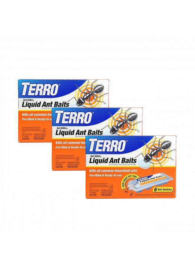 TERRO T300-3SR Liquid Ant Baits 3 Pack, 18 Bait Stations