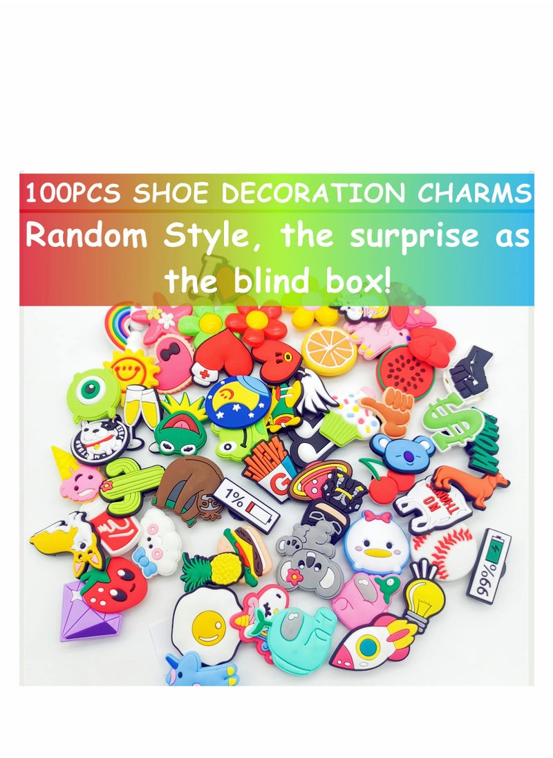 Unique 100 Pcs Shoe Charms Set - lovely Cartoon Styles for Clogs & Bracelets, Perfect Accessories for Kids & Adults