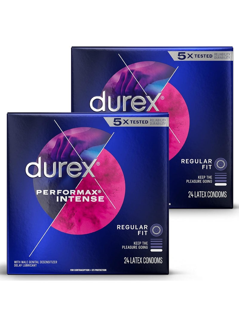 Performax Intense Natural Rubber Latex Ultra Fine Ribbed Condoms Regular Fit 48 Count 2 Pack