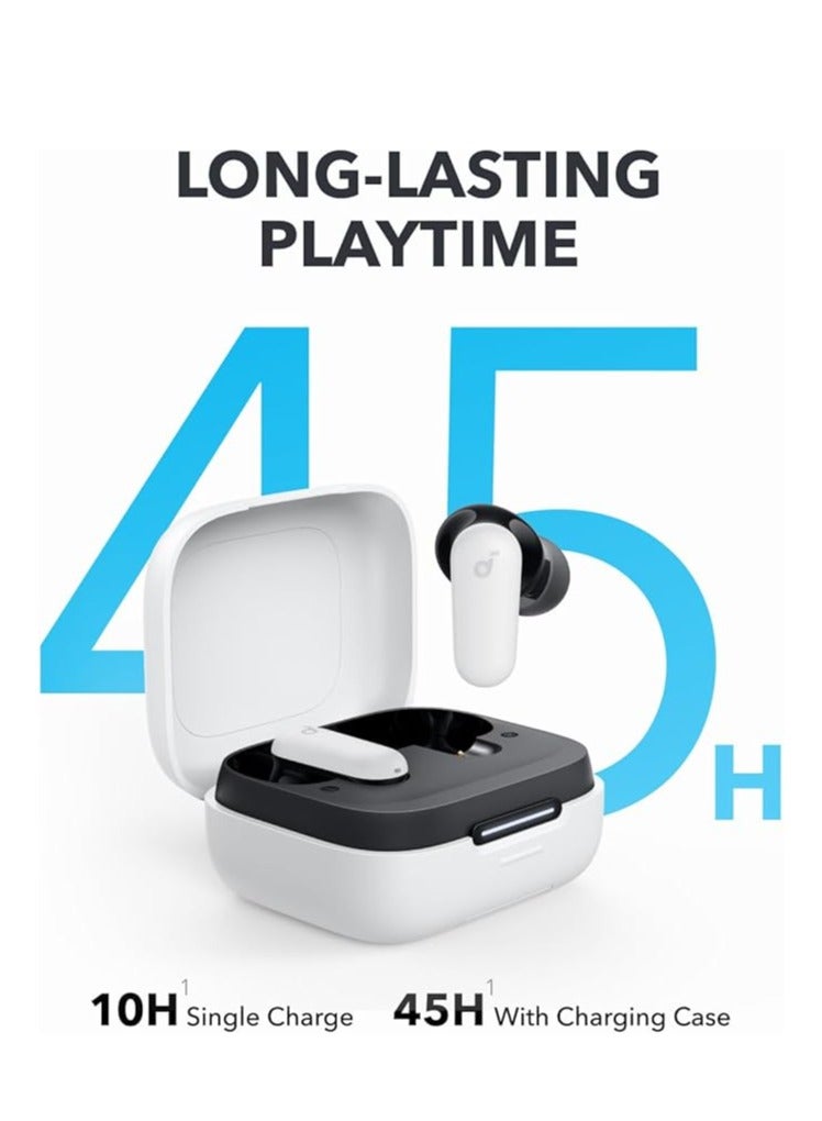 P30i by Anker Noise Cancelling Earbuds, Strong and Smart Noise Cancelling, Powerful Bass, 45H Playtime, 2-in-1 Case and Phone Stand, IP54, Wireless Earbuds, Bluetooth 5.4, App Control White