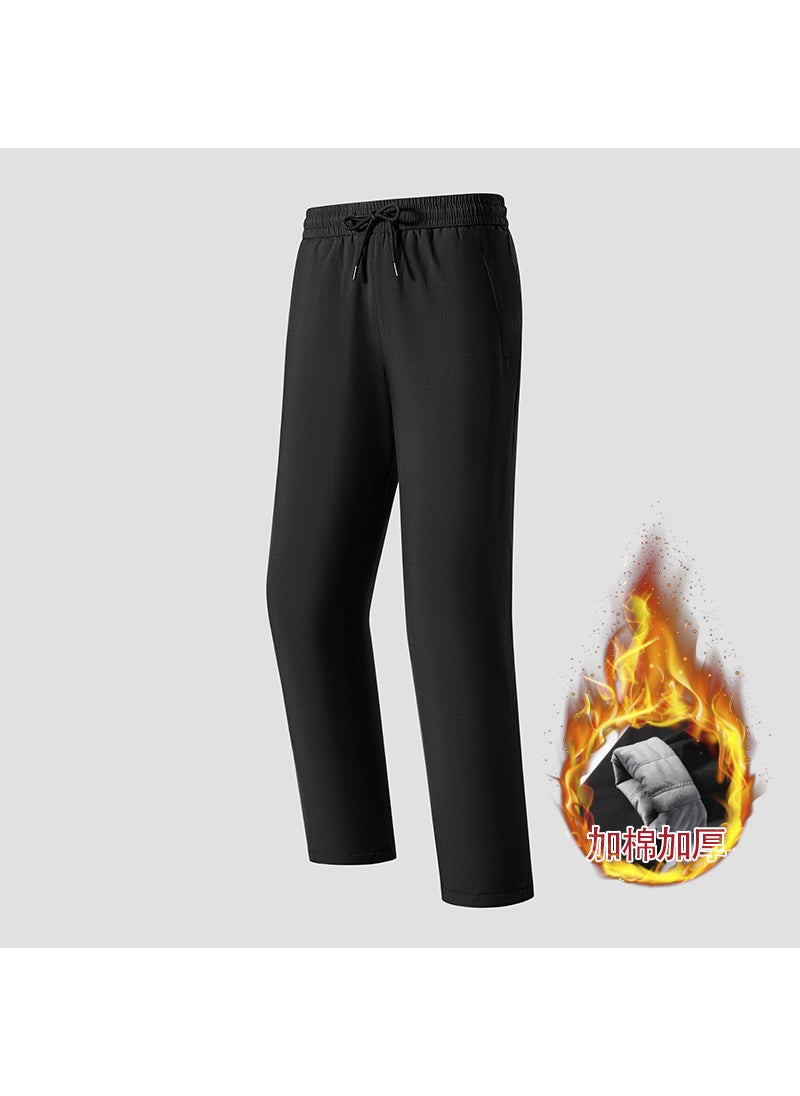 Mens New 24 Fleece Casual Sports Trousers Black-men's style (scattered mouth)