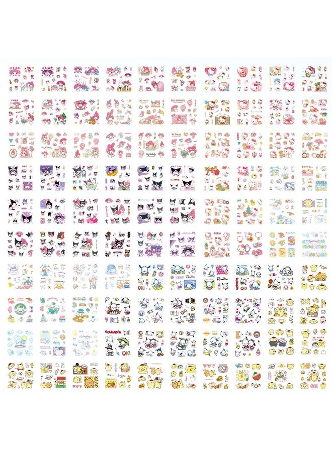 Anime Girl Stickers - 100 Sheets Sanrio Stickers Kit, Vinyl Cartoon Aesthetic Decorative Sticker Set, Ideal for Scrapbooking, Journaling, Laptops, and Room Decoration