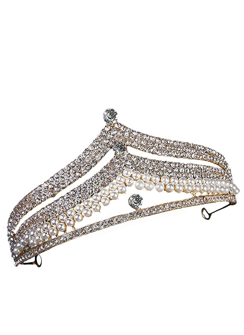 Tiara Crown, Crystal Birthday Crown, Queen Crown, Baroque Wedding Crown, Gold Crystal Bride Tiara, Bridal Headpieces Rhinestone Hair Accessories for Women Girls Party Pageant (Gold)