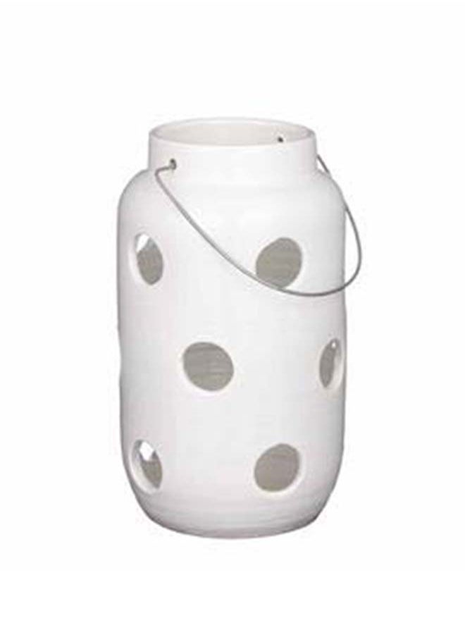 Arena  Ceramic Lantern (L)-White