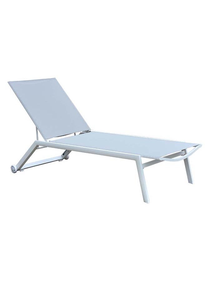 SUNCOAST Marcy Sunbed - White Aluminum Frame with Light Grey Textilene