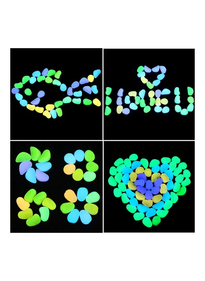 100-Piece Glow-In-The-Dark Fish Tank Pebble Set Blue