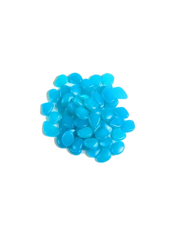 100-Piece Glow-In-The-Dark Fish Tank Pebble Set Blue