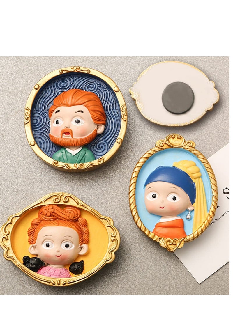 Cute Fridge Magnet 3D Painting Decorative Magnets for Fridge Glass Magnets for Refrigerator Locker Accessories Whiteboard Magnets for Office House Office Kitchen Dishwasher Locker Personal Use 4PCS