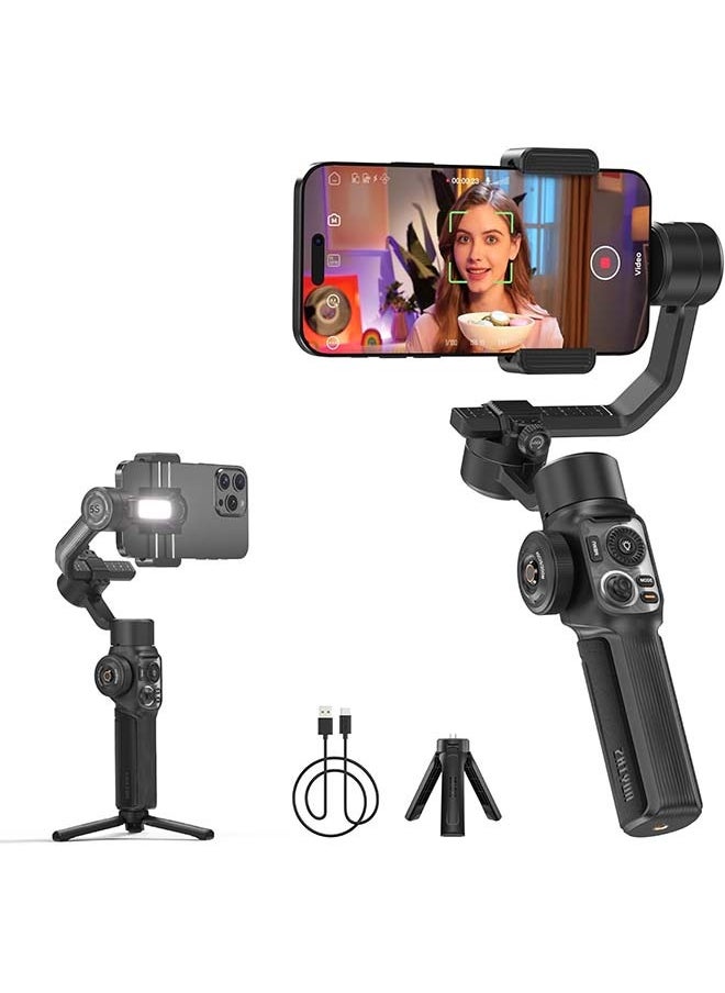 ZHIYUN Smooth 5S AI [Official] 3-Axis Gimbal Stabilizer for Smartphone, iPhone Gimbal with Built-in Fill Light, Tripod, Phone Stabilizer for Video Recording Supports Gesture Control, 360° Inception