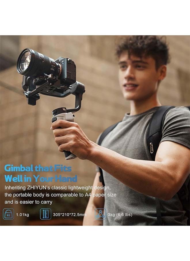 ZHIYUN CINEPEER Weebill 3E[Official], 3-Axis Lightweight Gimbal Stabilizer for DSLR & Mirrorless Camera Canon/Sony/Panasonic/Nikon, 3KG Payload, Native Vertical Shooting, Bluetooth Shutter Control