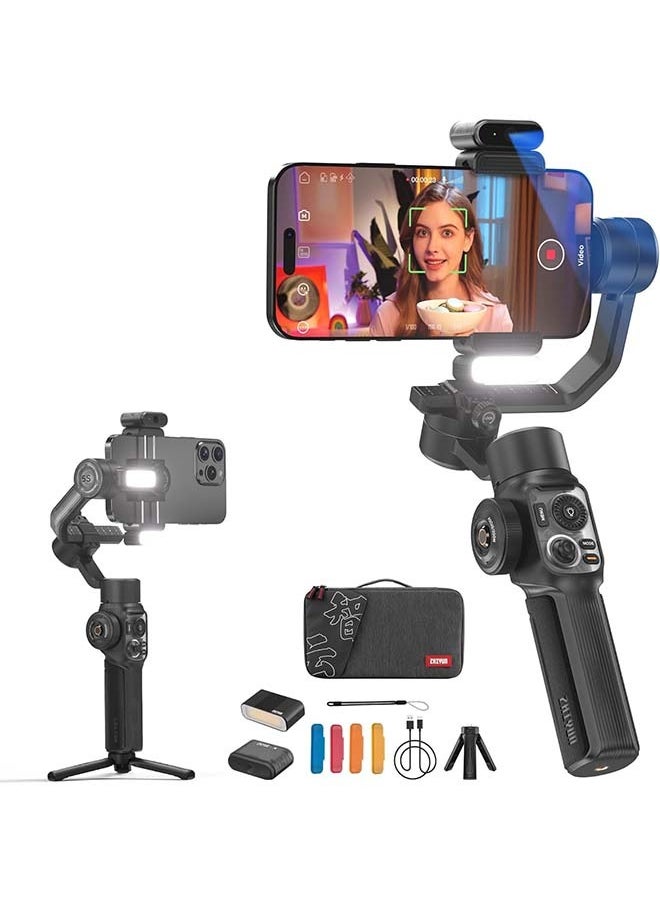 ZHIYUN Smooth 5S AI Pro Gimbal Stabilizer for Smartphone 3-Axis Phone Gimbal with AI Tracker, Magnetic/Built-in Fill Light, Storage Bag, iPhone Stabilizer for Video Recording Filming Vlogging