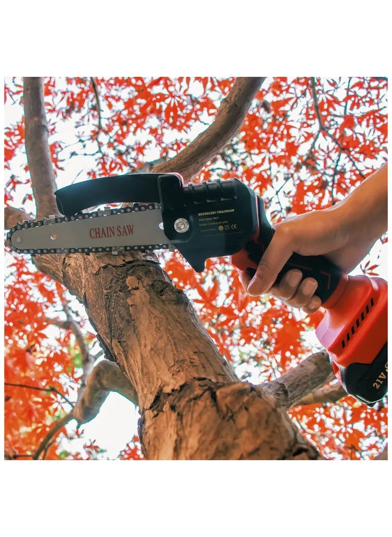 One Hand Electric Mini Chainsaw Cordless 6 Inch Small Chain Saw With Rechargeable Battery Portable Cutting Tool For Tree Branch Trimming Wood Gardening