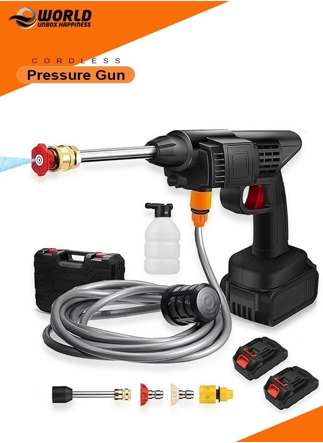 68V Double Battery Portable Cordless High-Pressure Washer Gun, Efficient Car, Floor, Driveway, Bike & Motorcycle Washing and Garden Watering, Lightweight and Easy to Use, Black