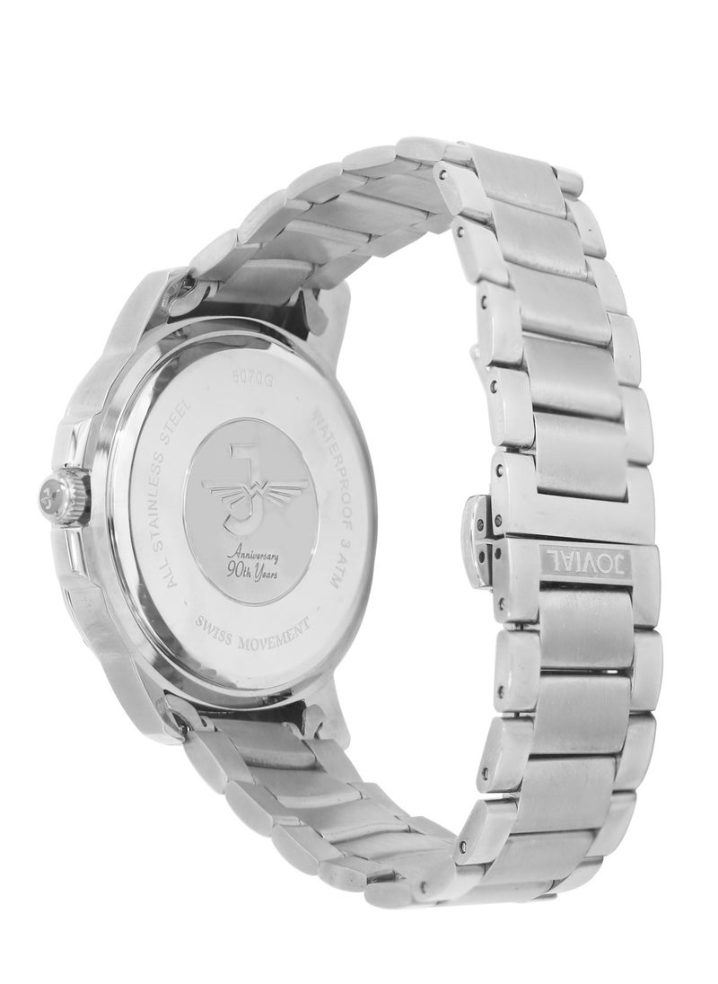 JOVIAL 5070 GSMQ02E Men's Fashion Watch Stainless Steel Band Watch, 38mm, Grey