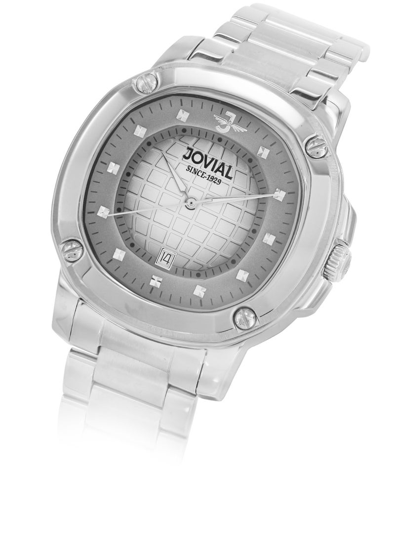 JOVIAL 5070 GSMQ02E Men's Fashion Watch Stainless Steel Band Watch, 38mm, Grey