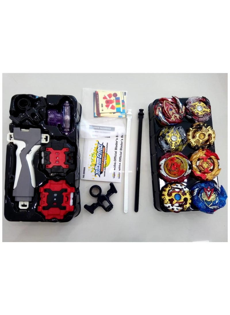 Bey Burst Turbo Blade Set, 8Pieces Bey Battle Spinner with Box Metal Fusion and Launcher Handle, Bey-bla-de Starter Set, Bey Arena Blade Burst Turbo Set, Gift for Children from 6 Years