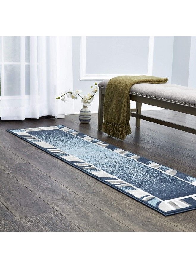 Lyndhurst Rotana Modern Area Rug Contemporary Blue Gray Ivory 1'9