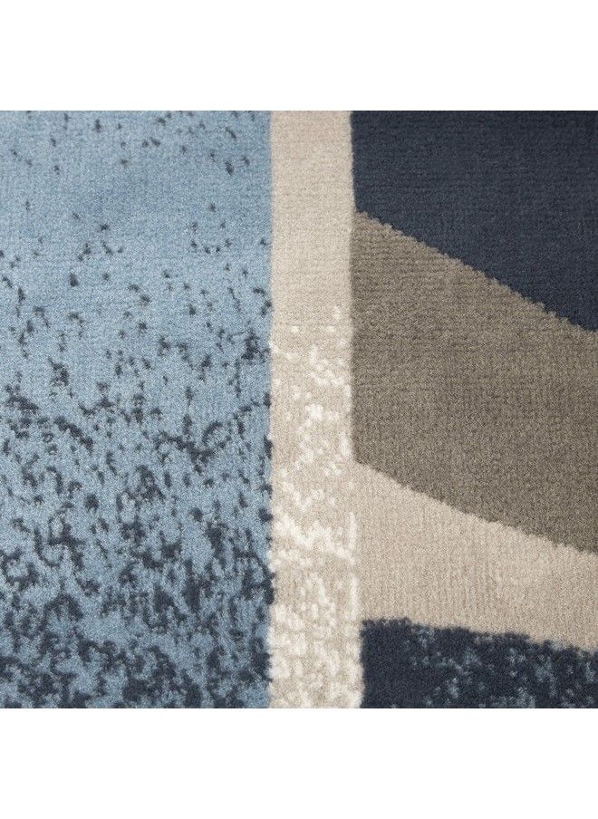 Lyndhurst Rotana Modern Area Rug Contemporary Blue Gray Ivory 1'9