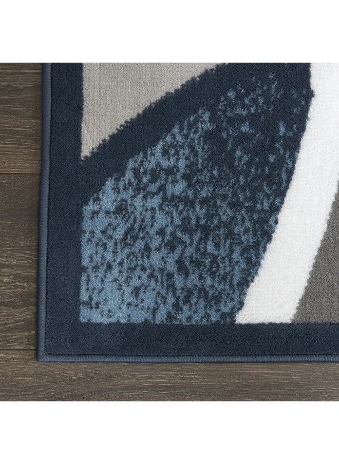 Lyndhurst Rotana Modern Area Rug Contemporary Blue Gray Ivory 1'9