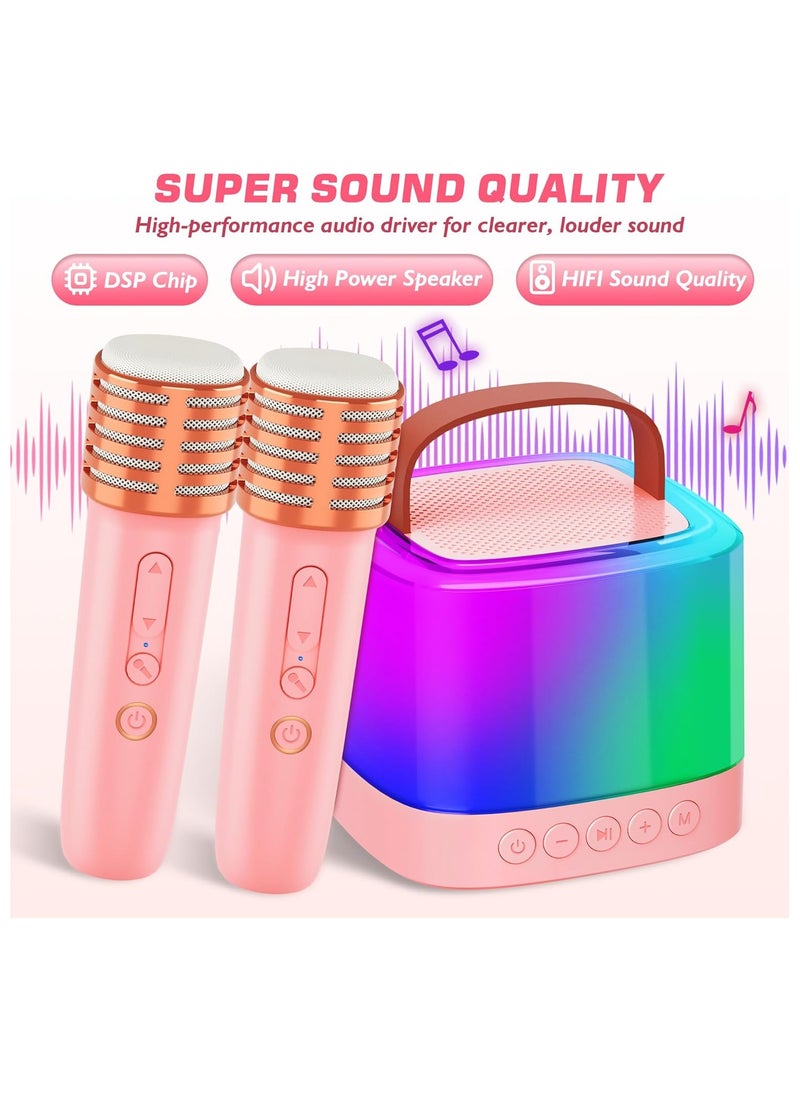 Karaoke Machine for Kids with 2 Microphones, Bluetooth, LED Party Lights – Ideal Birthday Gift for 3-12 Year Old Girls & Boys