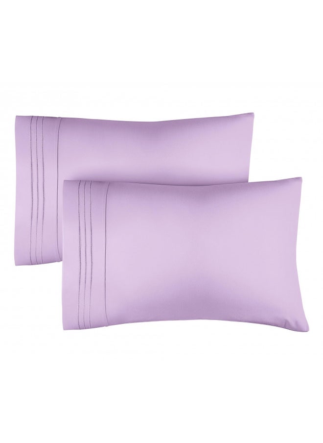 King Pillow Cases Set of 2 - Extra Soft, Hotel Quality Pillowcase Covers - Comfy Bedding for Women, Men, Kids & Teens - Machine Washable Pillow Protectors - 2 Piece - King Size Lavender Pillow Cover