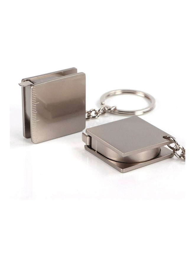 Mini Stainless Steel Retractable Measure Tape Ruler Keychain Key Ring Pendant Silver 20*10*20cm