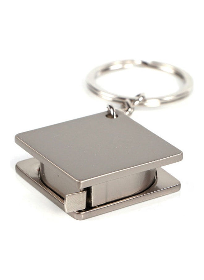 Mini Stainless Steel Retractable Measure Tape Ruler Keychain Key Ring Pendant Silver 20*10*20cm