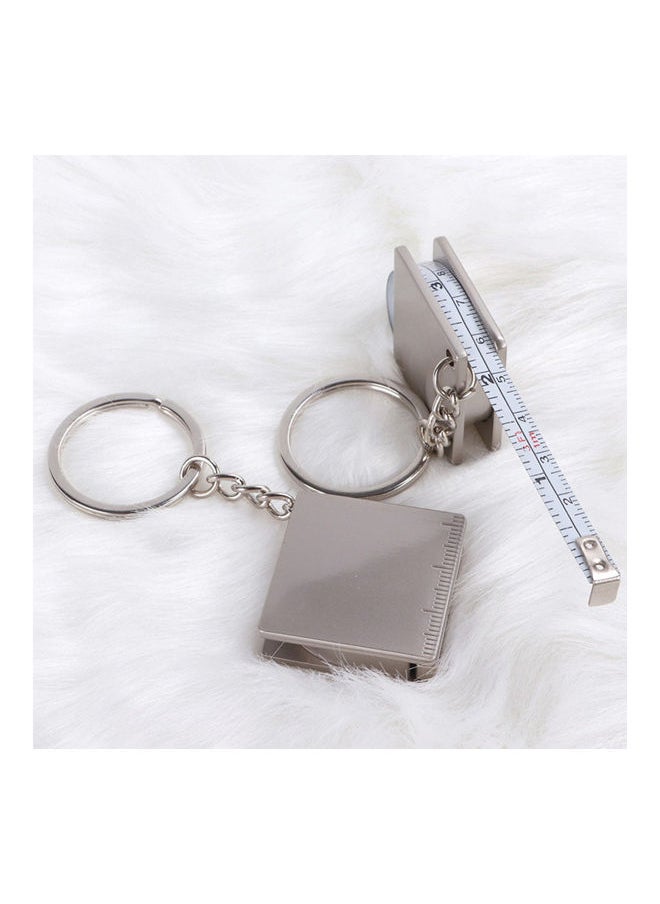 Mini Stainless Steel Retractable Measure Tape Ruler Keychain Key Ring Pendant Silver 20*10*20cm