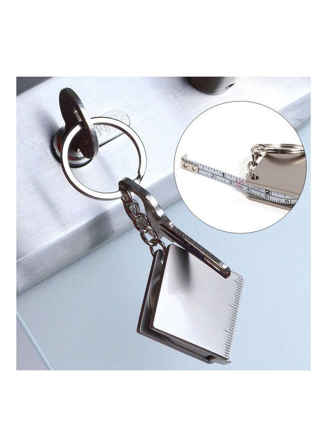 Mini Stainless Steel Retractable Measure Tape Ruler Keychain Key Ring Pendant Silver 20*10*20cm