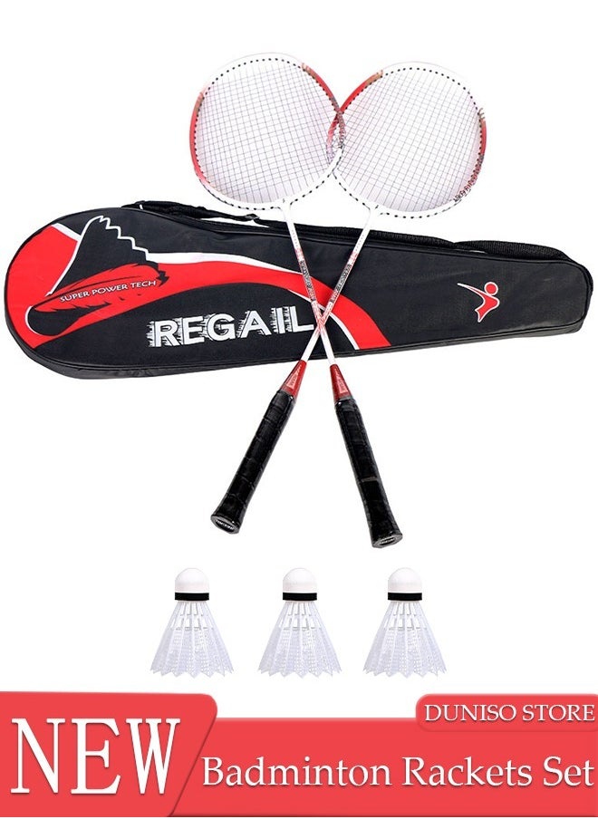 Badminton Rackets Set 2 Player Badminton Rackets Lightweight Badminton Racquet with 3 Shuttlecocks and 1 Carrying Bag,Badminton Backyard Games for Outdoor,Garden,Beach,Family Fun Game