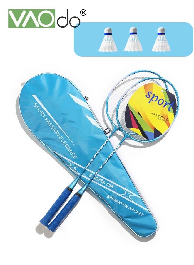 Badminton Rackets Set of 2 Including Badminton Bag and 3 Badminton Super Elastic Badminton Racket