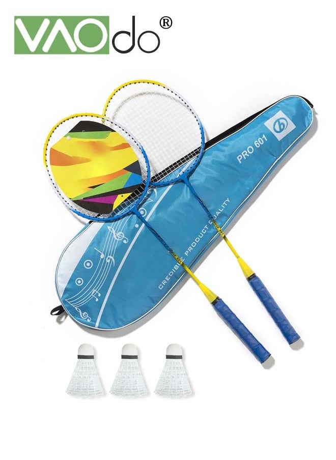 Lightweight Badminton Rackets Set with 3 Shuttlecocks and Bag for Outdoor Backyards Gym