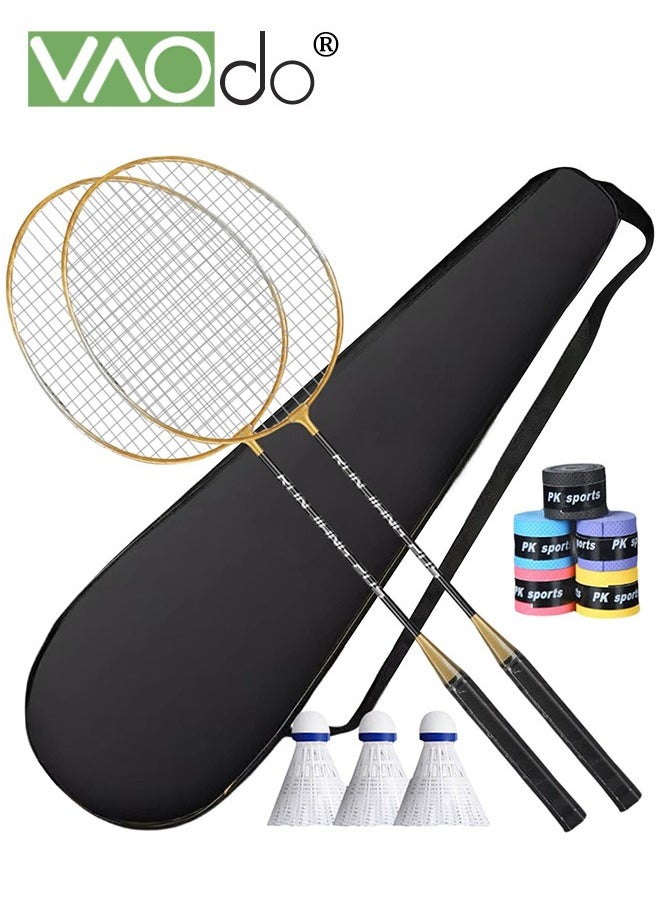 Lightweight Badminton Rackets Set with 3 Shuttlecocks and Bag for Outdoor Backyards Gym