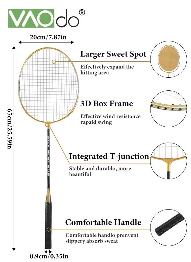 Lightweight Badminton Rackets Set with 3 Shuttlecocks and Bag for Outdoor Backyards Gym