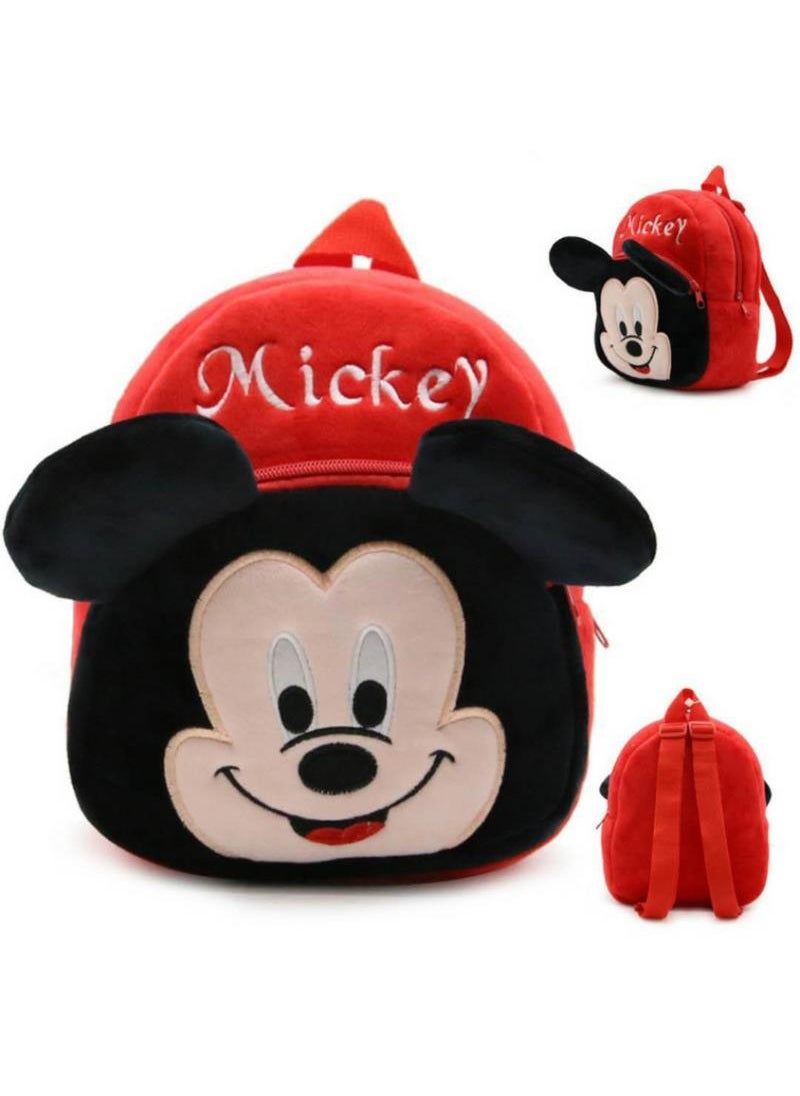 Kids Mickey Mouse Embroidered Backpack Cartoon Plush Kindergarten Backpack