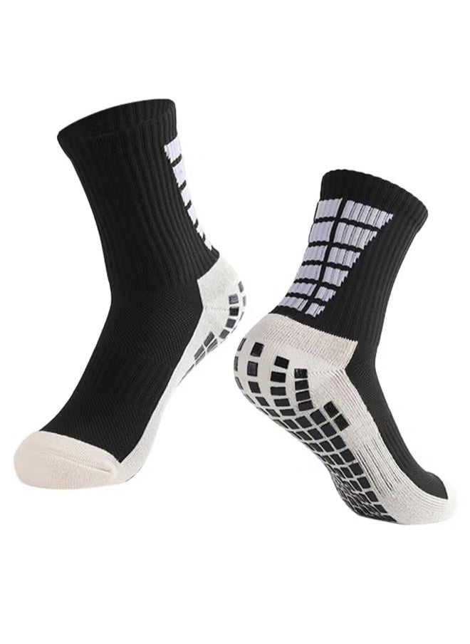 1Pair white Men's Soccer Socks Anti Slip Non Slip Grip Pads for Football Basketball Sports Grip Socks