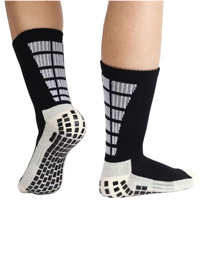 1Pair white Men's Soccer Socks Anti Slip Non Slip Grip Pads for Football Basketball Sports Grip Socks