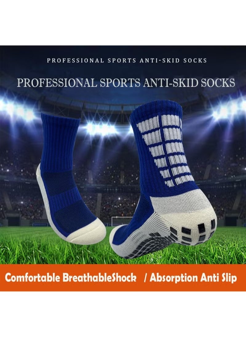 1Pair white Men's Soccer Socks Anti Slip Non Slip Grip Pads for Football Basketball Sports Grip Socks