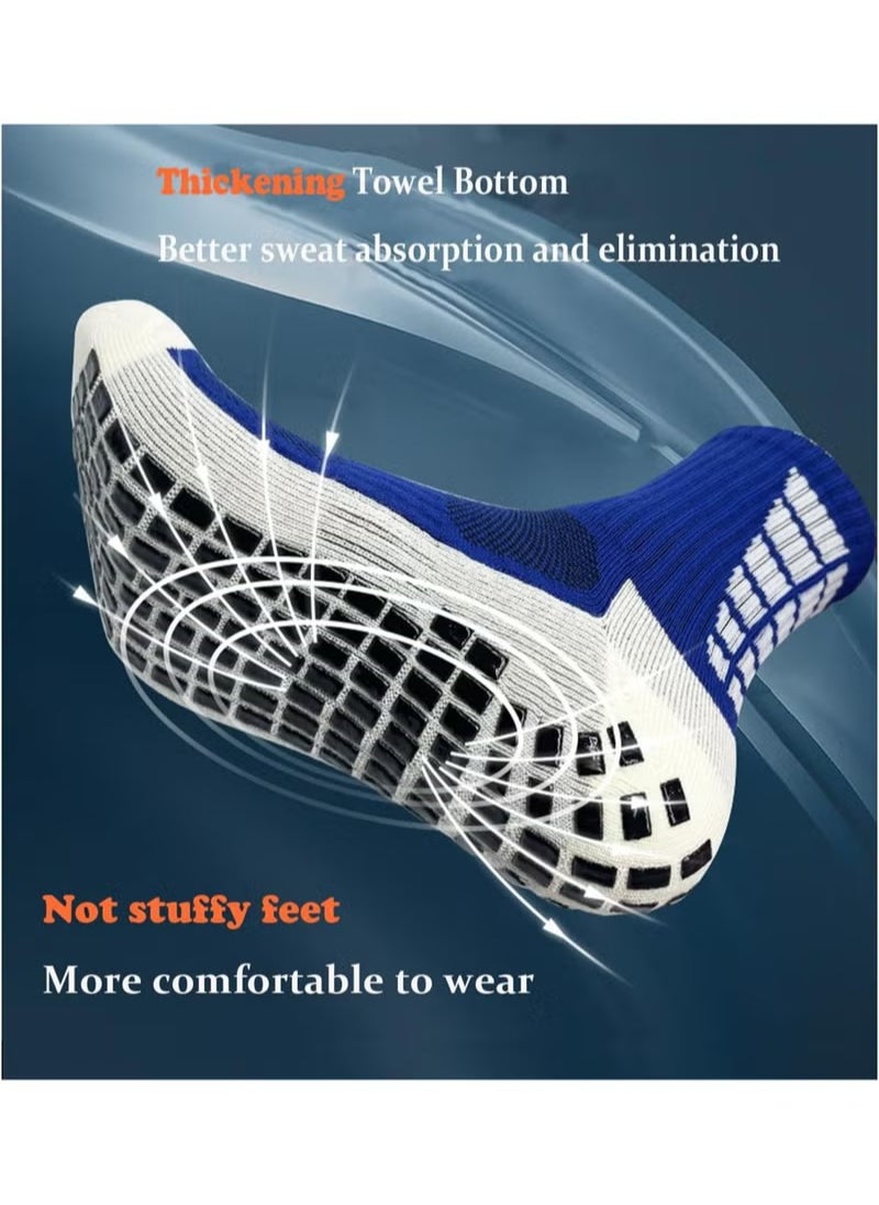 1Pair white Men's Soccer Socks Anti Slip Non Slip Grip Pads for Football Basketball Sports Grip Socks