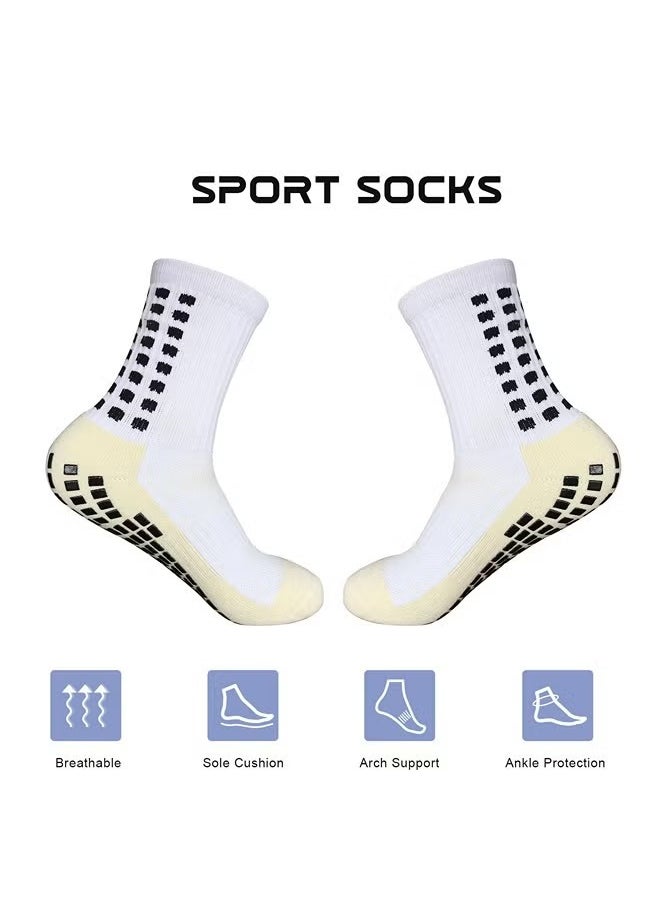 3Pair blue  Men's Soccer Socks Anti Slip Non Slip Grip Pads for Football Basketball Sports Grip Socks