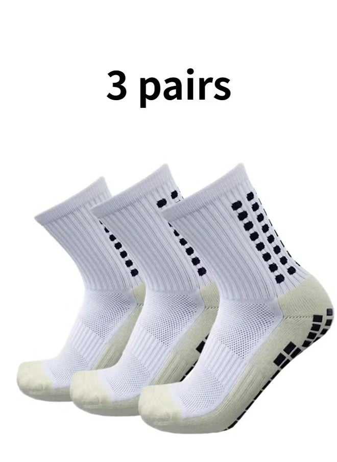 3Pair blue  Men's Soccer Socks Anti Slip Non Slip Grip Pads for Football Basketball Sports Grip Socks