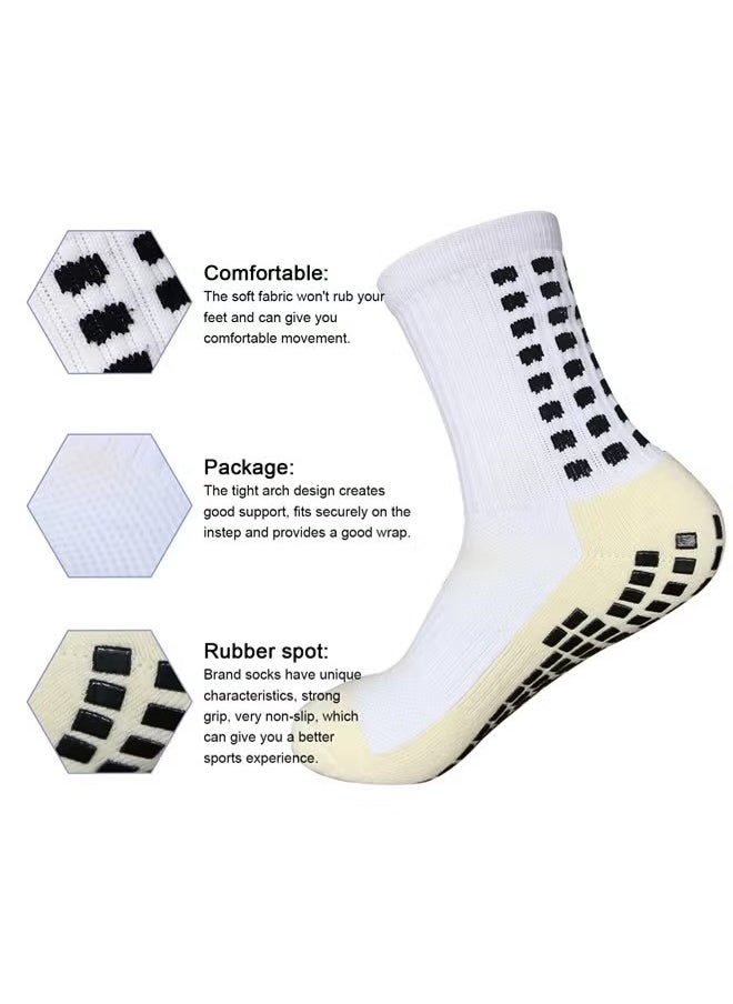 3Pair blue  Men's Soccer Socks Anti Slip Non Slip Grip Pads for Football Basketball Sports Grip Socks