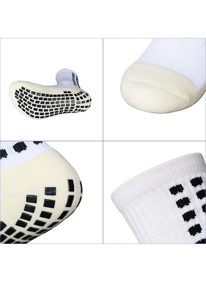 3Pair blue  Men's Soccer Socks Anti Slip Non Slip Grip Pads for Football Basketball Sports Grip Socks