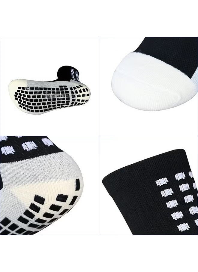 3Pair blue  Men's Soccer Socks Anti Slip Non Slip Grip Pads for Football Basketball Sports Grip Socks