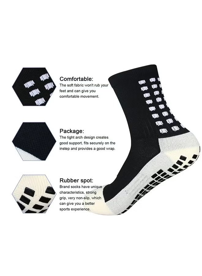 3Pair blue  Men's Soccer Socks Anti Slip Non Slip Grip Pads for Football Basketball Sports Grip Socks
